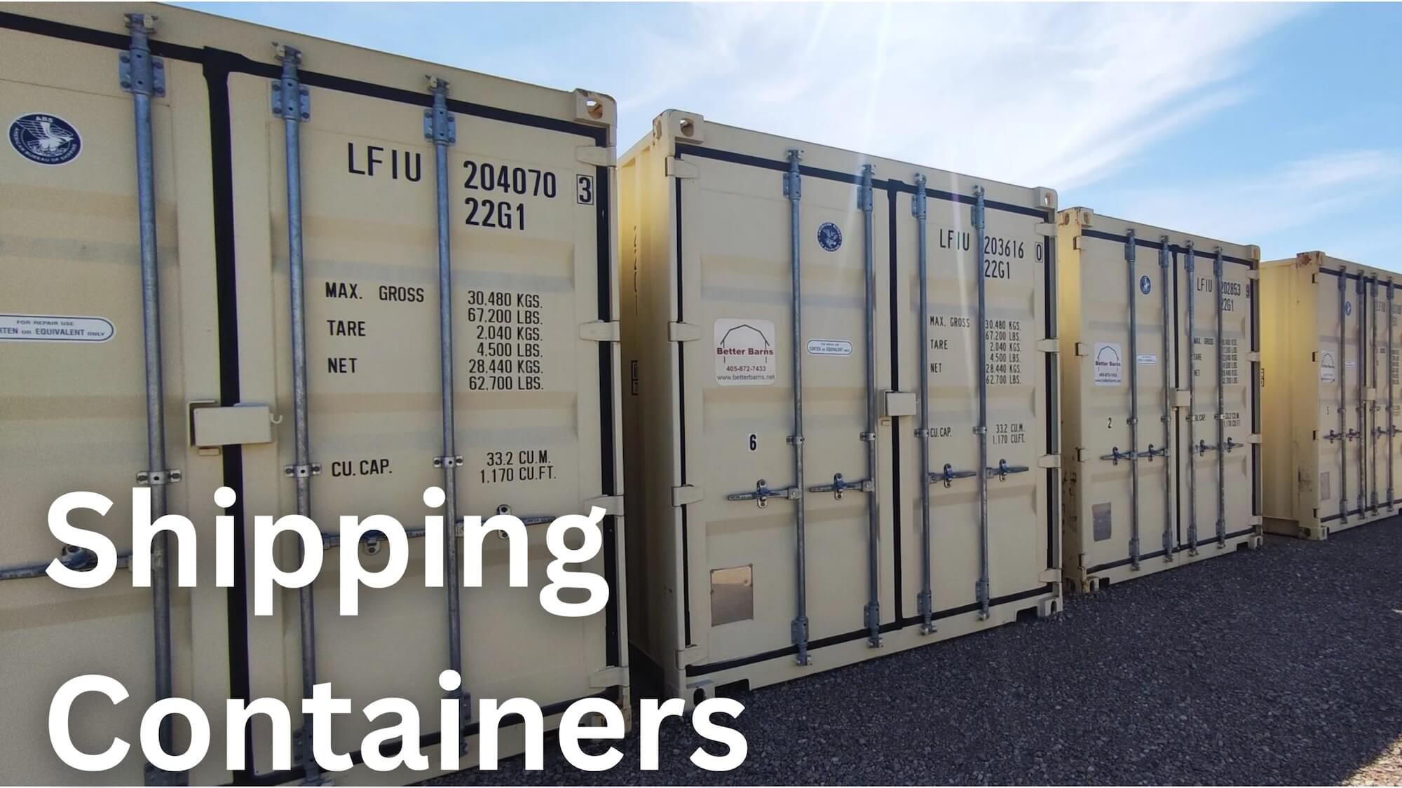 Shipping containers in a row